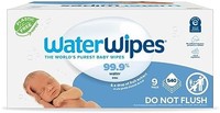 WaterWipes 无香味婴儿湿巾，适合敏感和新生儿皮肤，9包（540片湿巾）