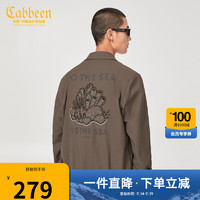 Cabbeen 卡宾 男装珊瑚刺绣夹克外套秋冬字母印花街头潮流A 咖啡色65 48/170/M