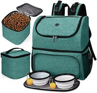 BAGLHERMonatsbersicht 宠物旅行包,双层(适用于所有宠物旅行用品)带 2 个硅胶可折叠碗和 2 个食品篮