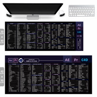 CAD快捷键PS/PR/WPS/EXCEL/常用快捷键加大厚垫子包边桌面办公垫Adobe快捷键鼠标垫 AE+PR+C4D快捷键专业版 尺寸800mm*300mm厚度3mm