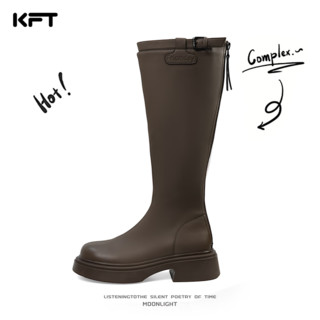 KFT长筒靴骑士靴2023冬款女鞋欧美风时尚时装女靴 黑色 36