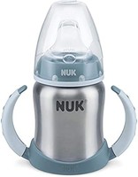 NUK 学饮杯 饮水杯，防漏，优质不锈钢，耐用卫生，适用于6-18 个月，（男孩），125 毫升，蓝色