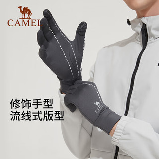 骆驼（CAMEL）触屏手套男防滑加绒保暖户外运动薄款手套冬季女 A1W3GZ103藕粉 M