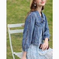 I BELIEVE YOU 艾蓓怡 2023春季新款九分长袖镂空设计感短款薄牛仔外套女洋气质独特