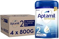 Aptamil 爱他美 Advanced 2 Follow On 婴儿奶粉配方奶粉，6-12 个月，800 克（4 件装）