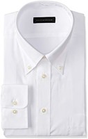 [科纳卡] 男士衬衫 商务基础款 男士纽扣领衬衫 白纯色 长袖 从8种尺寸中选择 形态稳定加工 KZ_YS-WH-BD-1