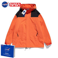 NASA LEAP山系户外冲锋衣男女款防风防水登山工装机能夹克外套上衣 橙色 XL（体重160-175斤）