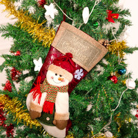 千棵树 圣诞袜袋圣诞节装饰品挂件老人袜幼儿园糖果袋圣诞装饰 大号B 大
