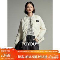 TOYOUTH 初语 羽绒服女冬季防风保暖轻盈棒球外套 奶白色 S