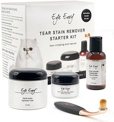 Eye Envy Cat 泪渍去除器入门套件,带 ProPowder 刷| 去污液、涂抹垫、