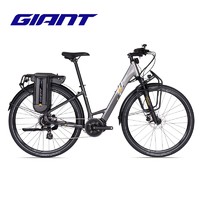 捷安特（GIANT） TOUR E+ 200途乐旅行700C碟刹8速智能电动助力自行车长续航 平把 云山雾黑 700CX420MM S 适合162-179cm