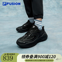 FILA FUSION斐乐潮牌男鞋BUZZARD WE未来潮鞋2023冬休闲鞋老爹鞋 黑-BK 40