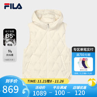 FILA Emerald斐乐女士羽绒马甲时尚休闲宽松连帽上衣 雾莲白-IV 155/76A/XS