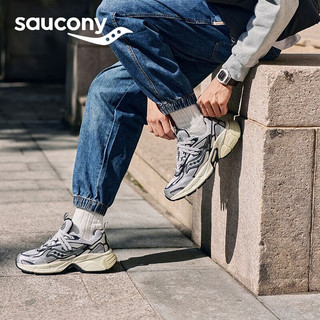 saucony 索康尼 2K CAVALRY骑士鞋休闲鞋秋冬男女复古老爹鞋 银黑1 42.5 (270mm)