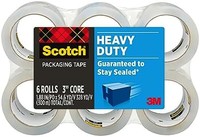 3M Scotch 重型运输包装胶带，1.88“（约4.78厘米）x 54.6码，3”（约7.62厘米）芯，透明，6卷