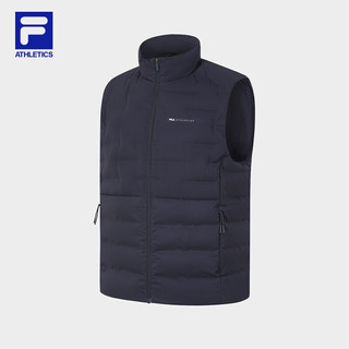 FILA 斐乐男士羽绒马甲2023冬基础简约立领保暖上衣 RD宝蓝-NV 190/108A/XXXL