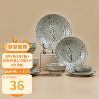 美浓烧（Mino Yaki）早春遥翠 高档碗碟家用餐具套装 好看陶瓷精致小碗吃面碗汤碗单个 小平盘 【16.8cm*1.8cm】