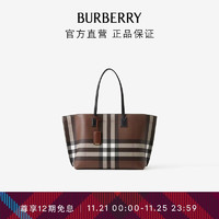 BURBERRY 博柏利 女包 格纹拼皮革中号托特包80696591