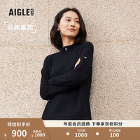AIGLE艾高23年秋女士户外保暖耐穿舒适时尚半拉链抓绒 黑色 AR425 38(165/88A)