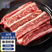 肉鲜厨师 牛肋条原切谷饲500g 贴骨肉生鲜冷冻炖煎烤火锅烧烤食材