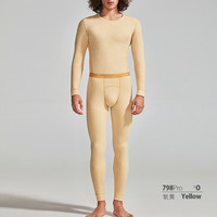 螃蟹秘密保暖内衣套装男厚款 95.5%棉保暖套装 加厚修身打底798pro 氧黄 L