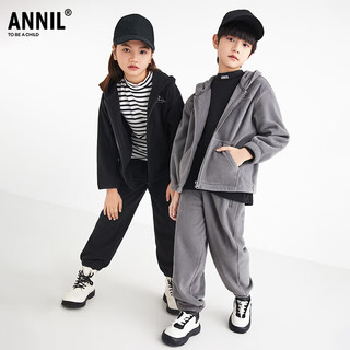 安奈儿（Annil）童装男女童套装款时尚简约卫衣裤子 暮光花灰 120 