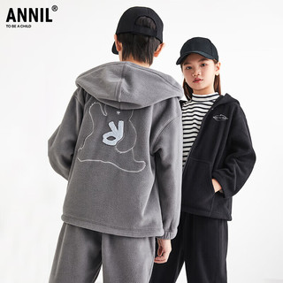 安奈儿（Annil）童装男女童套装款时尚简约卫衣裤子 暮光花灰 120 