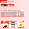 联想（Lenovo）异能者有线键鼠套装 键盘鼠标套装 有线鼠标 USB即插即用 全尺寸朋克键盘套装 KM300s 粉白