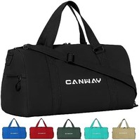 CANWAY 健身包男士女士旅行行李袋,带鞋隔层和湿袋,适合旅行/锻炼/度假/舞蹈,防水, 黑色//白色