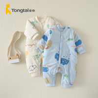88VIP：Tongtai 童泰 秋冬1-18个月婴儿宝宝衣服对开棉衣连体衣夹棉哈衣爬服