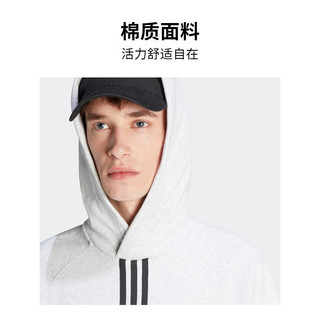 adidas阿迪达斯三叶草男装冬季三条纹运动连帽卫衣IP9484 浅麻灰 A/S