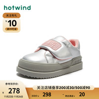 热风冬季女士时尚休闲鞋加绒保暖雪地靴防滑魔术贴 13银色 40