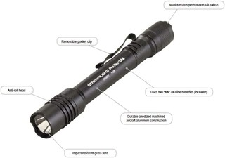 STREAMLIGHT 88030双声道1L 275 lumen 专业战术手电筒带高 / 低 / strobe W / 1 X CR 123 A 电池 黑色 155 Lumens