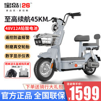 BODO 宝岛电动车 宝岛新国标电动车自行车摩炫铅酸电池超长续航男女通用助力电瓶车 灰配48V12A铅酸