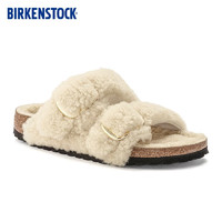 BIRKENSTOCK软木拖鞋秋冬女款时尚大巴扣毛毛鞋Arizona Teddy系列 白色窄版1023130 39