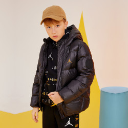 airjordanjordan耐克儿童装冬季短款连帽羽绒服薄绒时尚棉袄外套潮