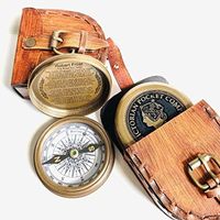 2 英寸(约 5.1 厘米)维多利亚时代口袋复古黄铜指南针带皮套口袋指南针古铜色诗指南针,适合毕业、确认日、洗礼、新年,送给儿子