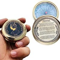 抛光黄铜维多利亚时代口袋指南针 2 英寸(约 5.1 厘米)带皮套导航工具用于旅行、远足、跟踪、展示;商品由 A&U Enterprises 出售