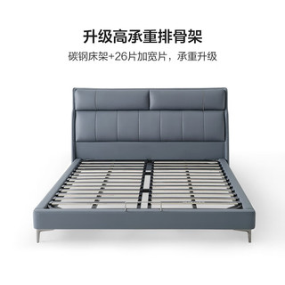 全友（QUANU）家居床意式简约双人床主卧大床头层牛皮软包床小户型 1.8米皮床+825A床头柜*2