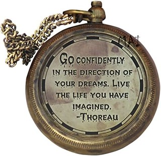 Thoreau's Quote 雕刻 Go Confident in The Direction of Your Dreams! Live The Life You've Imagined with Wooden Box,毕业日,男孩童子军指南针,露营指南针,划船指南针