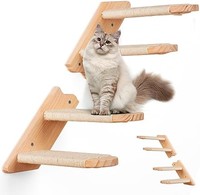 BEBOBLY 猫爬架双面壁挂式猫楼梯梯子,四步猫楼梯带环保剑麻绳,适用于猫栖息平台用品,大尺寸