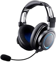 Audio-Technica 铁三角 ATH-G1WL 高级无线游戏耳机,适用于笔记本电脑、PC和Macs,2.4GHz,7.1环绕声模式,USB Type-A,黑色,可调节