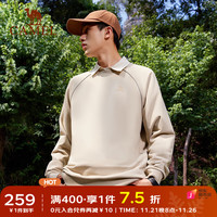 骆驼 CAMEL卫衣男冬长袖t恤圆领套头宽松版型运动时尚男女同款 淡卡其，男女同款 L