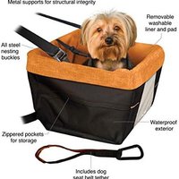 kurgo 汽车*座椅 适用于小型犬或猫 包括*带 前后狗汽车座椅 有助于狗狗* 黑色/橙色
