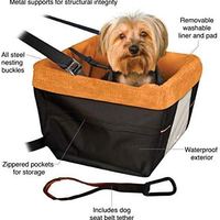 kurgo 汽车*座椅 适用于小型犬或猫 包括*带 前后狗汽车座椅 有助于狗狗* 黑色/橙色