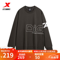 XTEP特步卫衣男秋冬运动长袖上衣休闲圆领套头衫977429920194 深军绿 4XL