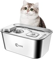 Ciays 61 盎司/1.8 升猫饮水器不锈钢狗饮水分配器自动宠物饮水器带静音泵，兼容洗碗机设计和可调节水流