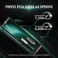 Fikwot FN955 2TB M.2 PCIe Gen4 内置固态硬盘,带石墨烯冷却贴纸 - 高达 7350MB/s,动态 SLC 缓存