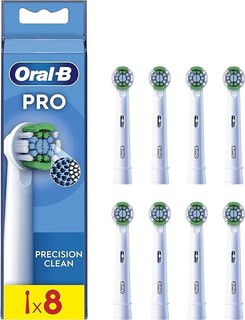 Oral-B 欧乐-B 欧乐B Pro Precision Clean 电动牙刷头,X 形和斜角刷毛,用于更深的牙菌斑去除,8 个牙刷头,白色