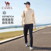 88VIP：CAMEL 骆驼 圆领长袖套头卫衣男款2023秋季新款时尚宽松薄款休闲运动上衣